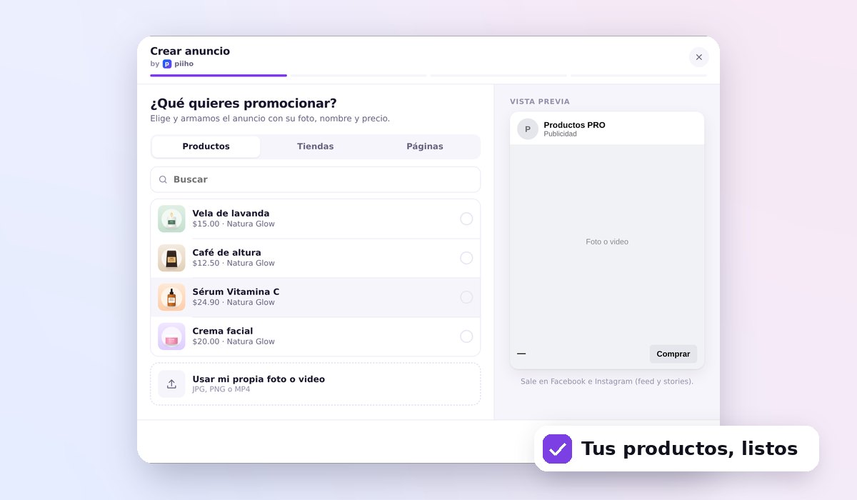Paso 1 de Anuncios Meta: elegir el producto, la tienda o la página de ventas a promocionar