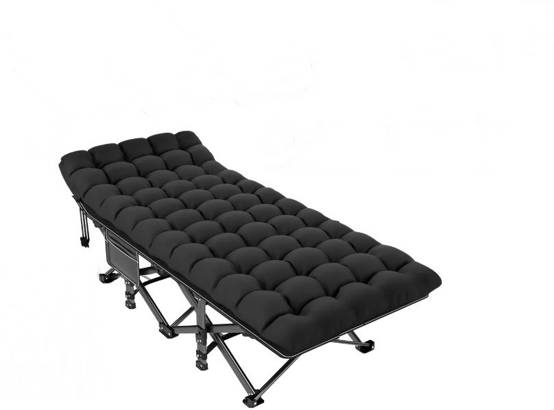 🖤 Cama Plegable de Camping Abollonada Negra